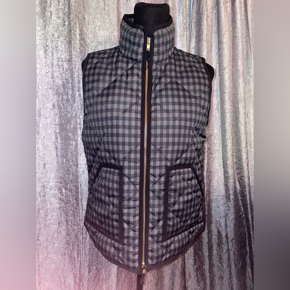 NWT J. Crew gingham checkered puff vest